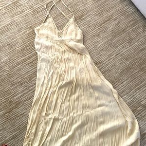 Cream maxi dress with crochet detail on top